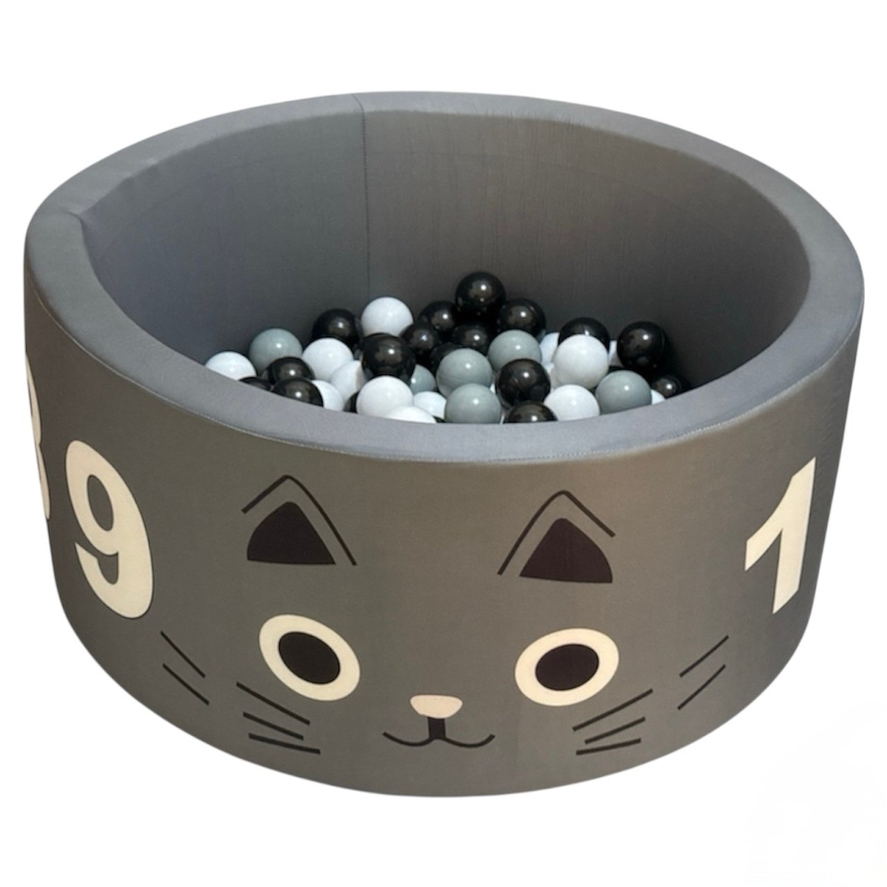 jaciks grey playful cat & numbers round ball pit with 200 balls